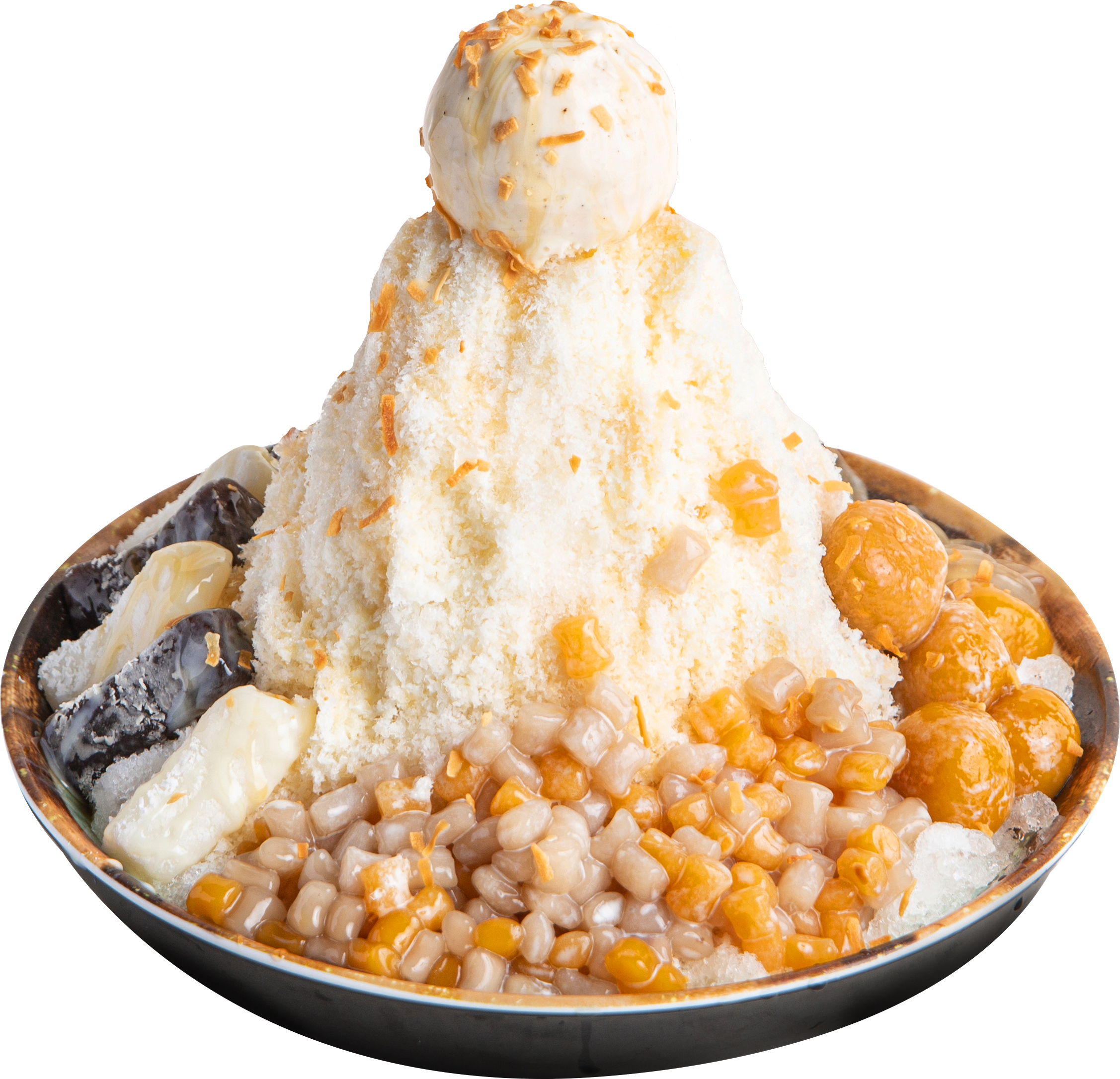 Q Mochi Milk Shaved Ice - Mini Q, Melon Jelly, Potaro Balls, Q Mochi, Ice Cream