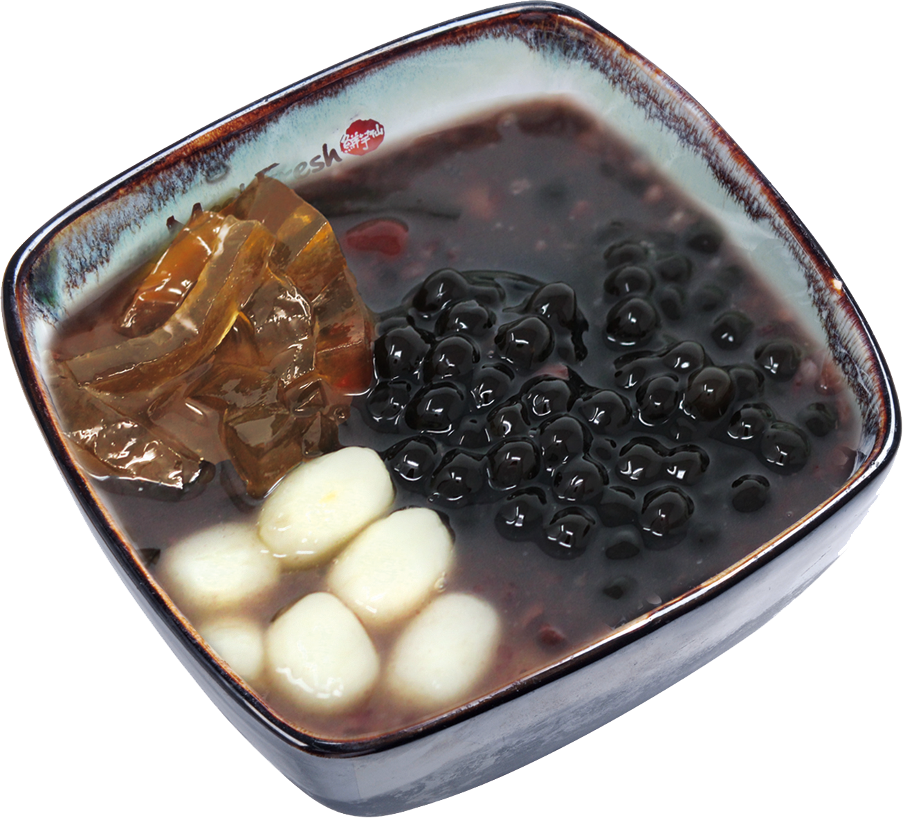 Purple Rice Soup Combo C - Melon Jelly, Rice Balls, Boba, Purple Rice Soup
